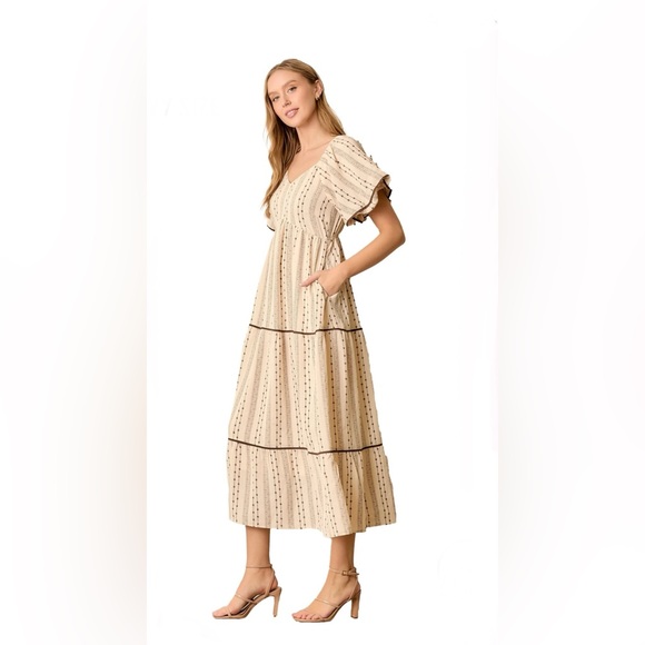Polagram Dresses & Skirts - NEW Polagram Brown Lace Floral Tiered Maxi Dress